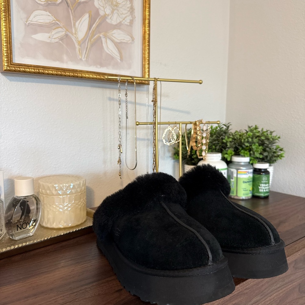 Black UGG Slip-On Platform House Slippers